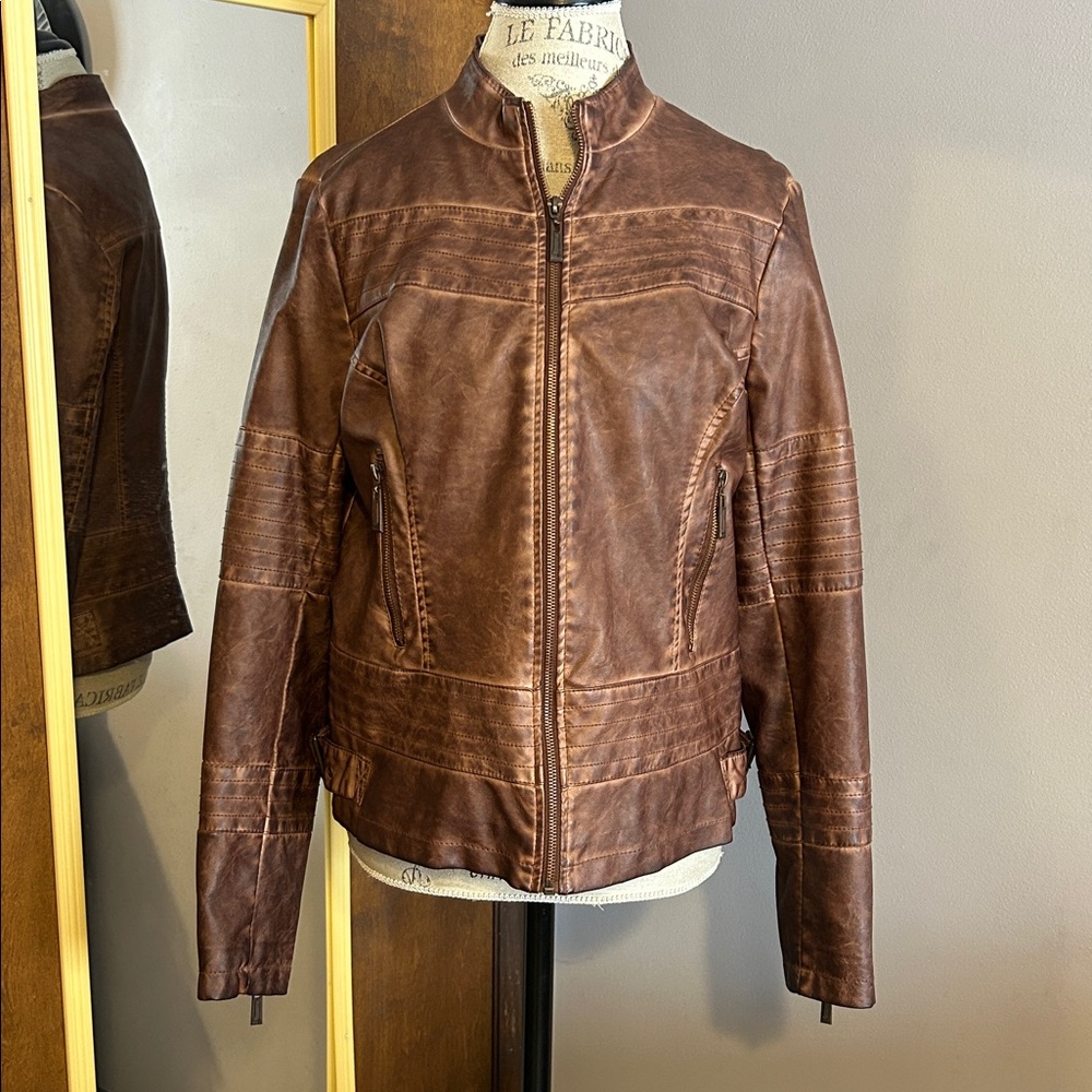 Cool Brown Vegan Leather Jacket